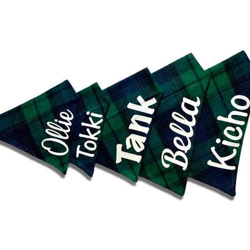 Green & Blue Plaid Slip On Bandana